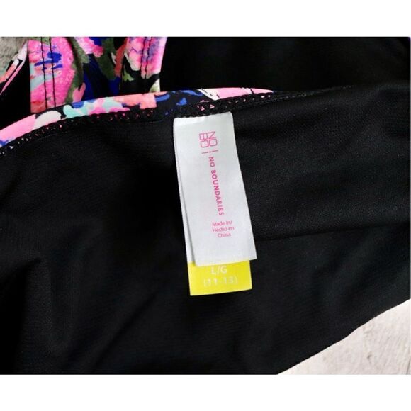 No Boundaries Pink Black Floral Bikini Swim 2pc Swimsuit LARGE Beach Cruise - Picture 13 of 14